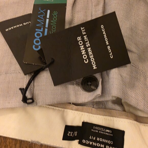 Club Monaco Connor Chino Pants 30x32 Grey Coolmax Slim Fit NWT - Picture 3 of 11